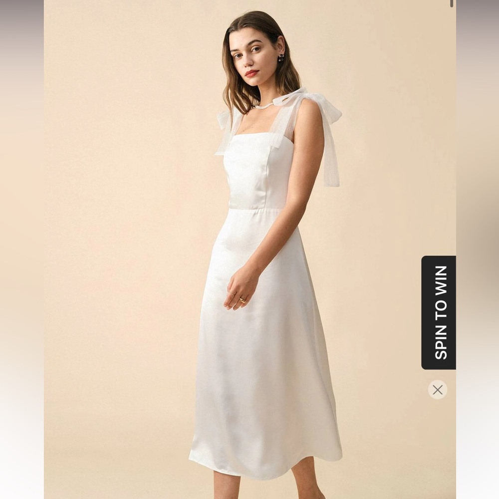 The Solid color tie strap midi dress - Rihoas